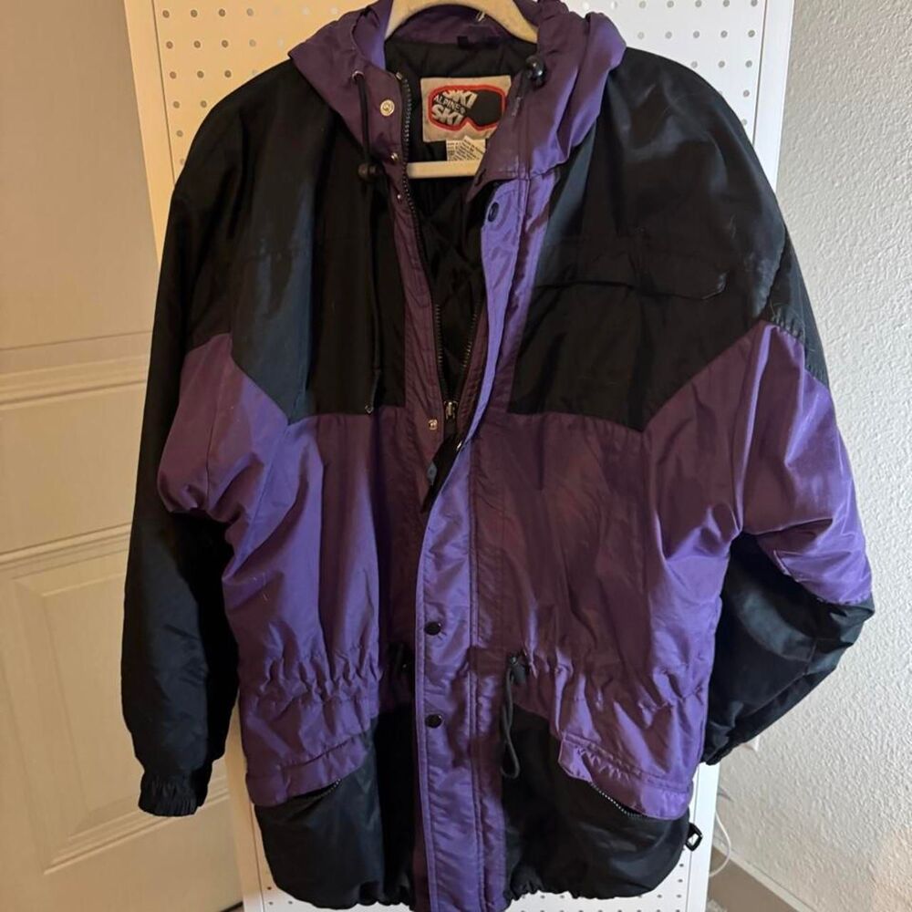 Vintage 90s Alpine Ski Purple Black Colorblock Ski Jacket Medium